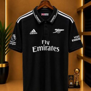 Arsenal FC Black Retro-Inspired Polo Jersey